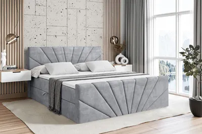 Produktbild von ALTDECOR Boxspringbett mit Fußteil, H3 Matratze und Topper - 200x200 cm - MILTIO-Z - Hellgrau Samt - Polsterbett mit Bettkasten und Lattenrost, Bett mit Stauraum