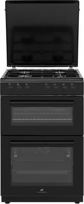 Image de Cuisinière Gaz CONTINENTAL EDISON CECDF6060B1, 4 Feux, Noir, 60x60x90 cm, Double Four Mixte, Chaleur Brassée, Nettoyage Catalyse
