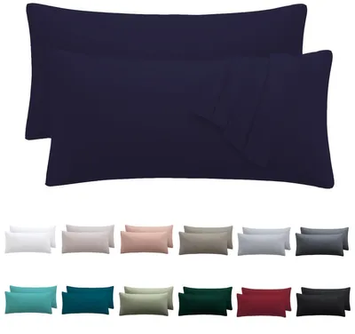 Produktbild von Kissenbezug 40 x 80 cm, 2er-Set – Kissenbezug 40 x 80 cm, dunkelblau, 100 % Mikrofaser, mit Reißverschluss, weich und knitterfrei