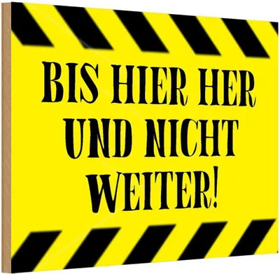Produktbild von vianmo Holzschild 20x30 cm bis hier her und nicht weiter Warnschild Hinweisschild