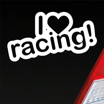 Produktbild von Auto Aufkleber I Love racing Tuning Lustig Spruch 15x8 cm Weiss Matt Sticker Heckscheibenaufkleber