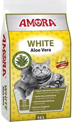 Produktbild von Amora Katzenstreu WHITE COMPACT Mit Aloe Vera, Ton, 15 l, Grau