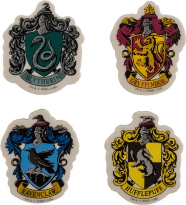Produktbild von Harry Potter Hogwarts Häuserwappen Radiergummi Fanartikel im 4er Set