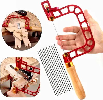 Produktbild von JIGHOLE Handsäge für Holzbearbeitung, Laubsäge Aluminiumlegierung Rahmen, 337mm, mit 12x Diamantdraht, vielseitiges Schneiden für Keramik, Glas, Holz