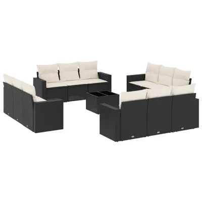 Image de vidaXL Ensemble de 13 canapés de jardin avec coussins noir poly rotin