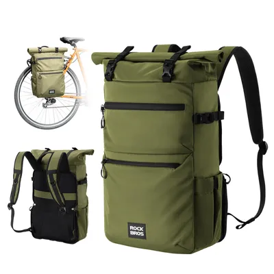 Image de Sac à vélo ROCKBROS 3 en 1 pour porte-bagages - Sac de porte-bagages multifonctionnel d'une capacité de 11 à 16 litres, sac à dos avec compartiment pour ordinateur portable - Vert