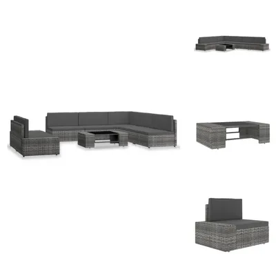 Produktbild von vidaXL 7-tlg. Garten-Lounge-Set Poly Rattan Grau -  Gartenmöbel-Sets