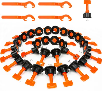 Produktbild von Yakimz Fliesen Nivelliersystem 220Pack Montagehilfe Fliesen Montage Kit, Alternative zu Fliesenkeilen und Zuglaschen Verleghilfe Fliese