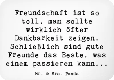 Produktbild von Mr. & Mrs. Panda magnet Spruch Dankbarkeit für Freundschaft - Weiß - Geschenk, Geschenke Freunde, Motivation, Treue, zettelhalter, whiteboardmagnet, Zitat, haftmagnet