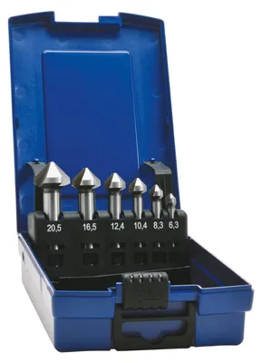 Image de Eventus by Exact 05540 Countersink set 6-piece 6.3 mm, 8.3 mm, 10.4 mm, 12.4 mm, 16.5 mm, 20.5 mm HSS Cylinder shank 1 Set