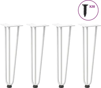 Obrázek produktu pro Nohy na konferenční stolek ve tvaru vlásenky 4 ks bílé 42 cm masivní ocel