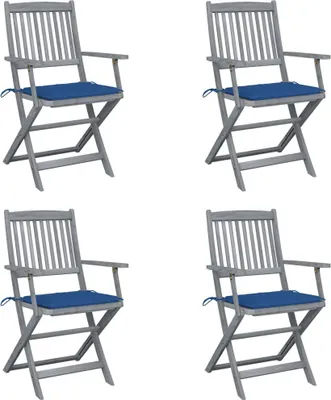 Produktbild von Klappbare Gartenstühle 4 Stk. mit Sitzkissen Massivholz Akazie