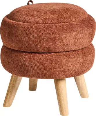 Produktbild von BELIANI Pouf goldbrauner Chenille-Stoff 40 x 41 cm mit Stauraum modernes Design