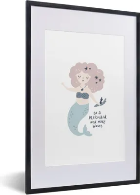 Produktbild von MuchoWow® MuchoWow® Gerahmtes Poster Meerjungfrau - Zitat - Kinder - Rosa - Mädchen - Baby 40x60 cm - Poster mit zchwarzem Bilderrahmen - Poster in Rahmen