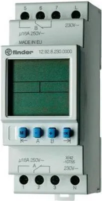 Produktbild von Finder Zeitschaltuhr für Hutschiene Betriebsspannung: 230 V/AC 12.92.8.230.0000 2 Wechsler 16 A 250 V/AC Tagesprogramm (12.92.8.230.0000)