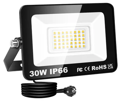 Zdjęcie produktu dla Reflektor zewnętrzny LED, 30W, 3000lm, ciepła biel, wodoszczelność IP66