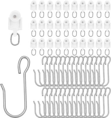 Imagen del producto de Juego de ganchos para cortinas, de 30 piezas, fabricados en plástico y acero, para decoración de ventanas