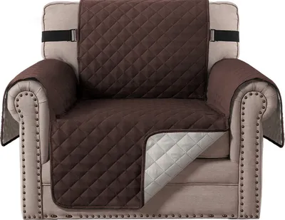 Produktbild von (1-Sitzer, Braun) wasserabweisend Sofabezug, rutschfester Couchbezug mit elastischem Riemen, Sesselbezug, weicher, gesteppter Sitz für Hunde und Haustiere, Rautenstich