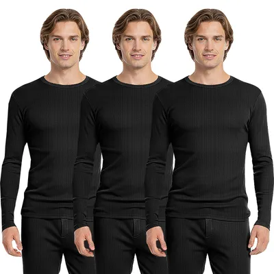 Immagine prodotto di HEAT BOOSTER Maglia termica a maniche lunghe uomo, a coste con morbido pile interno, nero, taglia XXL