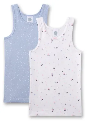 Immagine prodotto di Sanetta: maglietta intima per bambine, blu, rosa, con cuori e pois | Set da 2, maglietta per bambini