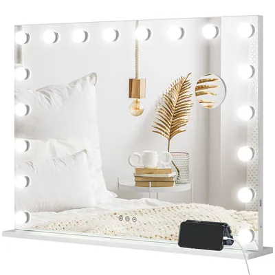 Produktbild von Hollywood Spiegel mit 18 LEDs Schminkspiegel 80x60 cm Kosmetikspiegel mit 3 Lichtfarben, Einstellbare Helligkeit