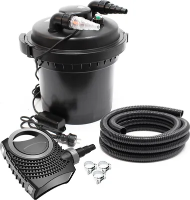 Obrázek produktu pro Kompletní sada Wiltec: jezírkový tlakový filtr CPF-280 do 8000 l s 11 W UV-C, jezírkové čerpadlo NEO6000 SuperEco 6000 l/h 40 W, 5 m jezírková hadice 38 mm, hadicové svorky W1 44-47 mm