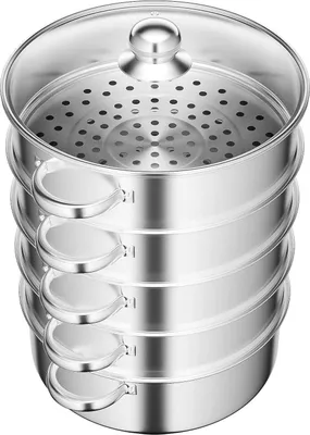 Obrázek produktu pro Parní hrnec, 5stupňový design, vhodný do myčky nádobí, stříbrný 28 cm