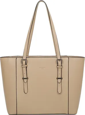 Produktbild von Gallantry Dames Shopper Handtas Taupe für Schule und Arbeit mit 4 Innenfächern und Reißverschluss