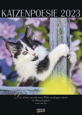 Immagine prodotto di Korsch Katzenpoesie Wandkalender 2023 mit stimmungsvollen Katzenfotos und Zitaten berühmter Liebhaber