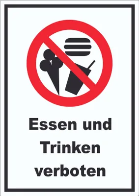 Produktbild von Essen und Trinken verboten Aufkleber A7 (74x105mm)