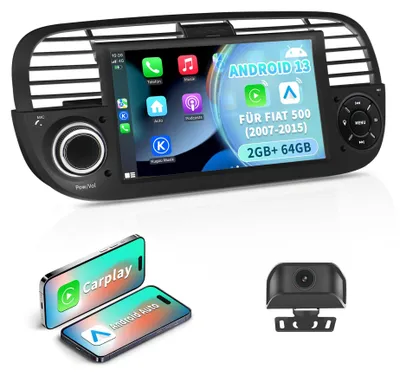 Zdjęcie produktu dla Radio samochodowe Android 13 - Fiat 500 - 7 cali - Carplay - 64 GB - czarne