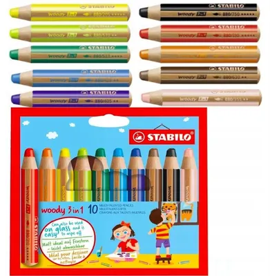Produktbild von STABILO Dicke Buntstifte 3-in-1 Set 10 Farben