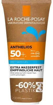Produktbild von La Roche-Posay Anthelios Wet Skin Gel LSF 50+ wasserfester Sonnenschutz für empfindliche und zu Sonnenallergie neigende Haut, 200 ml Gel