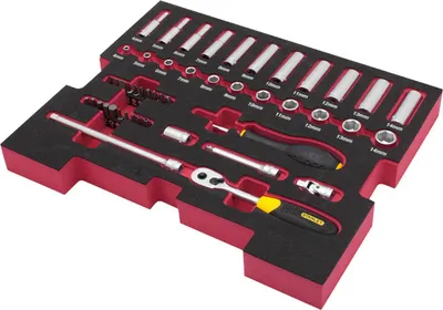 Produktbild von STANLEY FatMax TSTAK Einlage FMHT0-74295 1/4" Zoll - Set 48-teilig mit Steckschlüssel, Bits, Ratsche und weiterem Zubehör