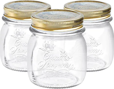 Produktbild von Bormioli Rocco Quattro Stagioni Glas Vorratsgläser - Traditionelle KÃ1/4che Lebensmittel Kanister mit Schraubverschluss Deckel - 250 ml - 3er Pack