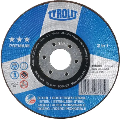 Produktbild von TYROLIT Schruppschleifscheibe PREMIUM*** RONDELLER,Ø 178 mm, Körnung: 24