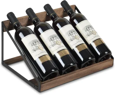 Produktbild von Weinkühler aus Holz für den Tisch – Rustikaler Flaschenhalter für 4 Flaschen – Weinständer für Feiern – Für Küche und Wohnzimmer – 35 x 27 x 17 cm