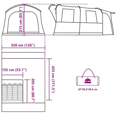Produktbild von vidaXL Autozelt 4 Personen Grün Wasserfest