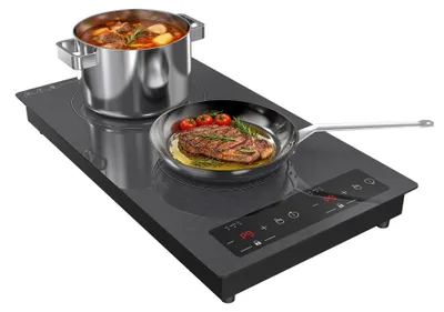 Induktionskochfeld 2 Zonen 3000 W 51 cm schwarz