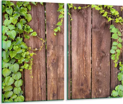 Produktbild von Herdabdeckplatten 2 teilig 30x52 Glaskeramikfeld Abdeckung Glas Holz