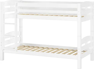Produktbild von Etagenbett Kiefer weiß 90x200 Massivholzbett Kinderbett Zubehör wählbar V-60.10-09WRollrost inkl.