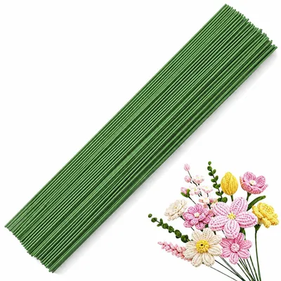 Blumendraht, 100 Stück, flexibel, grün, 0,3 mm