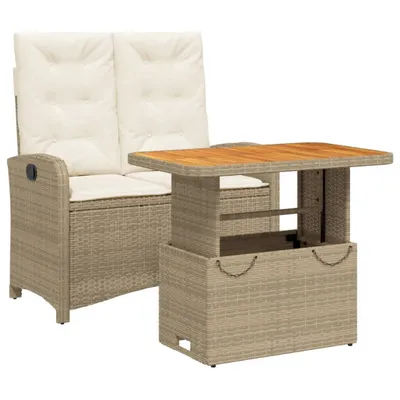 Immagine prodotto di vidaXL Set da pranzo da giardino 2 pezzi con cuscini in polyrattan beige