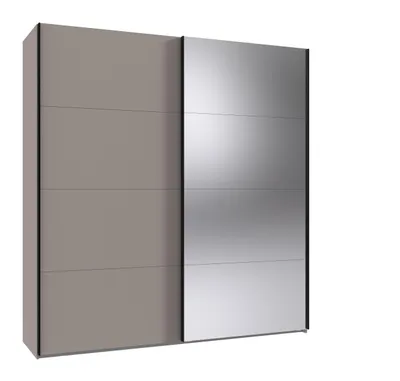 Produktbild von Schwebetürenschrank >AALST< in SAHARAGRAU / SPIEGEL - 180x208x65cm (BxHxT)