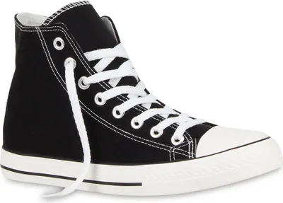 Produktbild von Mytrendshoe Herren High Top Sneakers Schnürer Sportschuhe 72046, Farbe: Schwarz Lucky, Größe: 44