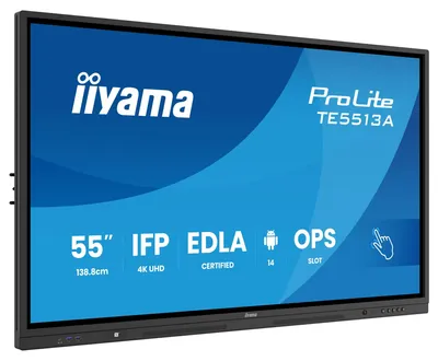 Obrázek produktu pro iiyama TE5513A-B2AG, Interaktivní plochý panel, 138,7 cm (54.6"), 3840 x 2160 px, Wi-Fi, 24/7