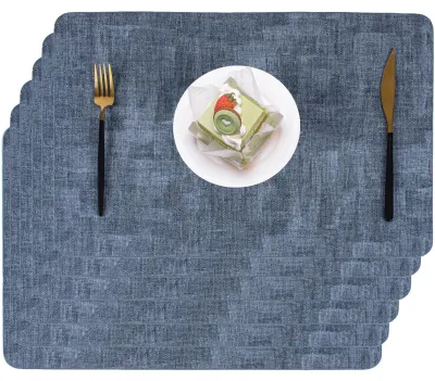 Kunstleder Tischset, 6er Set, dunkelblau, rechteckig, 44x30 cm