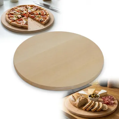 Zdjęcie produktu dla Deska drewniana okrągła fi 40 cm do krojenia PIZZY przekąsek sera bukowa