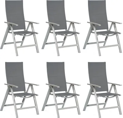 Produktbild von SunnySmart Concept 6er-Set Klappsessel Gartenstuhl mit Polstertextilgewebe silber