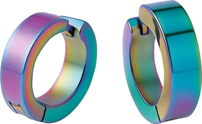 Produktbild von 316L Chirurgenstahl Klappcreolen Ohrringe Regenbogenfarben 14mm